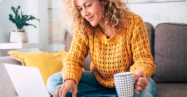 Woman on her laptop with coffee